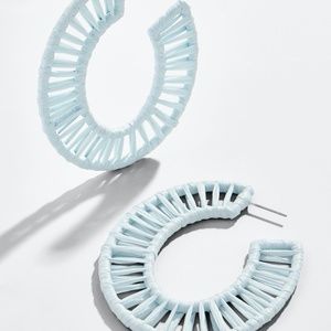 BaubleBar Jewelry - NWT! Soft Blue Raffia Hoop Earrings BaubleBar Jewelry - NWT! Soft Blue Raffia Hoop Earrings